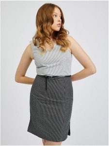 Orsay Sukienka w kolorze czarno-białym rozmiar: 36. Białe sukienki Orsay, bez wzorów, ze skóry, bez kołnierzyka, bez ramiączek, midi. Za 87,19 zł.