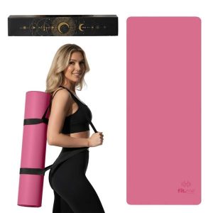 Mata do jogi minimalistyczna Fit.me 4mm kauczuk. Czerwone paski FIT.ME, bez wzorów, z kauczuku, sportowe. Za 194,95 zł.