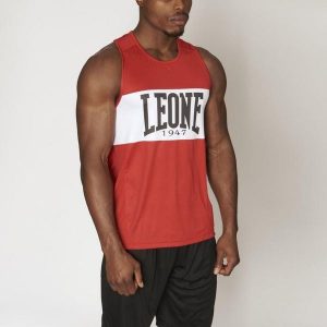 Tank top treningowy LEONE 1947 Shock Boxing. Czerwone topy LEONE 1947, xl, bez wzorów, sportowe, bez kołnierzyka, bez ramiączek. Za 73,99 zł.