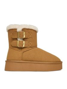 JENNY Śniegowce CEO-HDR241212-4 Brązowy. Brązowe buty zimowe Jenny, z materiału, bez obcasa, bez zapięcia. Za 179,99 zł.