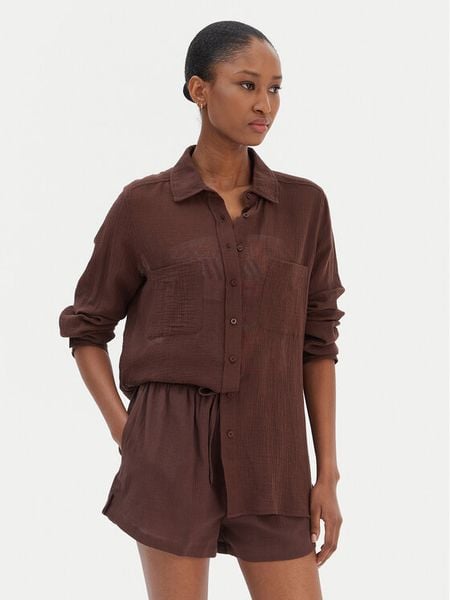 Seafolly Koszula Breeze 55428-TO Brązowy Regular Fit. Brązowe koszule Seafolly, s, bez wzorów, z bawełny, bez kołnierzyka, bez ramiączek. Za 389,99 zł.