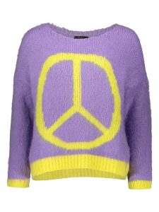 Miss goodlife Sweter w kolorze żółto-fioletowym rozmiar: S. Różowe swetry oversize miss goodlife, s, bez wzorów, ze splotem, bez ramiączek. Za 180,06 zł.