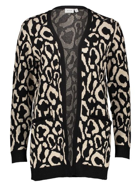 Vila Kardigan "Vitif" w kolorze beżowo-czarnym rozmiar: XS. Brązowe kardigany Vila, z włókna. Za 65,38 zł.