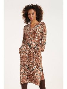 Smashed Lemon Sukienka w kolorze jasnobrązowym rozmiar: XL. Brązowe sukienki Smashed Lemon, na co dzień, xl, bez wzorów, z tkaniny, bez kołnierzyka, bez ramiączek, midi, proste. Za 143,99 zł.