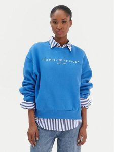 Tommy Hilfiger Bluza Corp Logo WW0WW47831 Niebieski Regular Fit. Niebieskie bluzy TOMMY HILFIGER, xl, bez wzorów, z bawełny, bez kaptura. Za 329,99 zł.