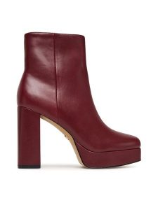 Aldo Botki Vaylen 14055286 Bordowy. Czerwone botki ALDO, bez wzorów, ze skóry, bez obcasa, na słupku, bez zapięcia. Za 559,99 zł.