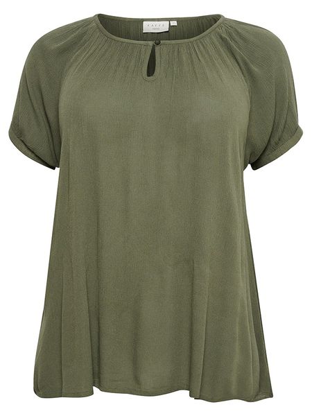 KAFFE curve Bluzka w kolorze khaki rozmiar: 48. Brązowe bluzki KAFFE curve, s, bez wzorów, z wiskozy, klasyczne, bez kołnierzyka, bez ramiączek. Za 66,00 zł.