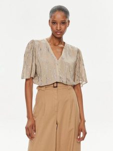 Bruuns Bazaar Bluzka Majlys BBW3952 Beżowy Regular Fit. Brązowe bluzki Bruuns Bazaar, bez wzorów, z wiskozy, bez kołnierzyka, bez ramiączek. Za 299,99 zł.