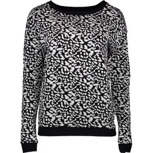 Sweter w kolorze czarno-białym. Białe swetry klasyczne marki Lilou Secret, z dzianiny. W wyprzedaży za 77,95 zł.