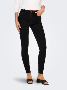 ONLY Dżinsy "Iconic" - Skinny fit - w kolorze czarnym rozmiar: W25/L32. Czarne jeansy ONLY, z aplikacjami, ze skóry, z podwyższonym stanem. Za 70,24 zł.
