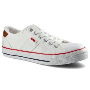 Białe Trampki Damskie Lee Cooper Stylowe Obuwie. Białe trampki Lee Cooper, bez wzorów, z materiału, bez zapięcia. Za 89,99 zł.