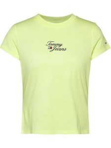 TOMMY JEANS Koszulka w kolorze żółtym rozmiar: L. Żółte bluzki Tommy Jeans, l, bez wzorów, z jeansu, bez kołnierzyka, bez ramiączek. Za 92,21 zł.