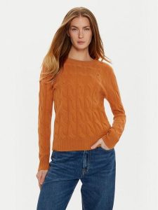 Tommy Hilfiger Sweter WW0WW43586 Pomarańczowy Regular Fit. Brązowe swetry klasyczne TOMMY HILFIGER, xl, z wełny, bez kołnierzyka. Za 379,99 zł.