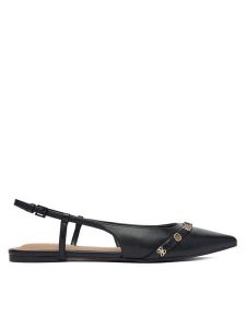 Guess Baleriny FLPDOR LEA05 Czarny. Czarne balerinki Guess, z aplikacjami, ze skóry, bez obcasa, bez zapięcia. Za 459,99 zł.