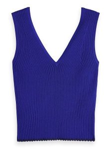 Scotch & Soda Top w kolorze niebieskim rozmiar: XL. Niebieskie topy Scotch & Soda, xl, bez wzorów, ze splotem, bez kołnierzyka, bez ramiączek. Za 110,29 zł.