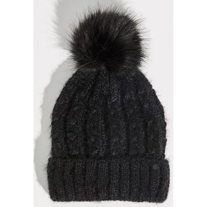 Czapka z pomponem - Czarny. Czapki marki Sinsay. W wyprzedaży za 7,99 zł.