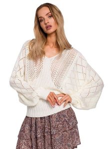 Made of emotion Sweter w kolorze kremowym rozmiar: L/XL. Białe swetry oversize Made Of Emotion, l, bez wzorów, ze splotem, bez ramiączek. Za 79,03 zł.