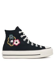 Converse Trampki Chuck Taylor All Star Lift Platform Floral Patchwork A15534C Czarny. Czarne trampki Converse, bez wzorów, z materiału, bez zapięcia. Za 359,99 zł.