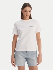 Calvin Klein T-Shirt Calvin Klein-Lv047E809G Yaa LV047E809G Biały Classic Fit. Białe t-shirty Calvin Klein, xs, bez wzorów, z bawełny, bez kołnierzyka, bez ramiączek. Za 209,99 zł.