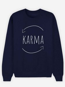 WOOOP Bluza "Karma" w kolorze granatowym rozmiar: L. Niebieskie bluzy Wooop, l, bez wzorów, bez kaptura. Za 100,99 zł.