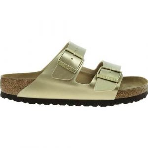 Klapki damskie Birkenstock Arizona BS. Brązowe klapki Birkenstock, bez wzorów, z materiału, bez obcasa. Za 359,00 zł.