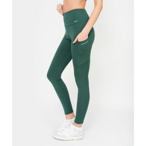 Legginsy z kieszeniami Carpatree Libra zielone. Zielone legginsy Carpatree, bez wzorów, z materiału, z podwyższonym stanem. W wyprzedaży za 169,99 zł.