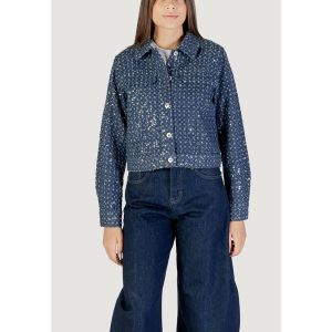 Kurtka Kobieta ONLY Onlevita Shimmer Boucle Jacket Otw. Niebieskie kurtki ONLY, bez wzorów, z bawełny, bez kaptura. W wyprzedaży za 345,15 zł.