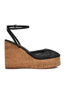 Badura Sandały EO-ALANA-25-3-12YY Czarny. Czarne sandały Badura, bez wzorów, z materiału, bez obcasa, na koturnie, bez zapięcia. Za 249,99 zł.