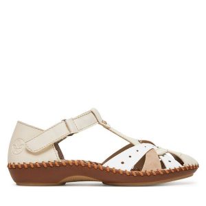 Sandały Rieker. Brązowe sandały Rieker, bez wzorów, bez obcasa, na płaskiej podeszwie, bez zapięcia. Za 339,99 zł.