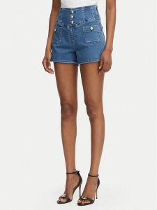 Guess Szorty jeansowe W6GD56 D0849 Niebieski Regular Fit. Niebieskie szorty Guess, z aplikacjami, z bawełny. Za 434,99 zł.