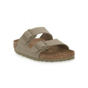 Klapki damskie Birkenstock Arizona Faded. Brązowe klapki Birkenstock, bez wzorów, z materiału, bez obcasa. Za 437,00 zł.