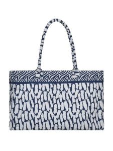 BLE Shopper bag w kolorze biało-granatowym - 45 x 37 x 20 cm rozmiar: onesize. Białe shopper bag BLE, bez wzorów, z materiału, na ramię, bez dodatków. Za 59,95 zł.