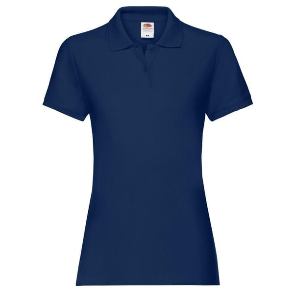 Damska Koszulka Polo Premium Plain. Niebieskie koszulki sportowe FRUIT OF THE LOOM, bez wzorów, bez ramiączek. Za 58,99 zł.