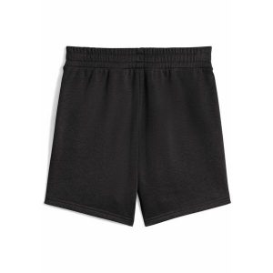 Damskie szorty z wysokim stanem ESS SCRIPT 5" PUMA Black. Czarne szorty Puma, bez wzorów, z podwyższonym stanem. W wyprzedaży za 104,00 zł.