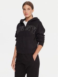 DKNY Sport Bluza DP5J9670 Czarny Regular Fit. Czarne bluzy DKNY Sport, s, bez wzorów, z bawełny, bez kaptura. Za 399,99 zł.