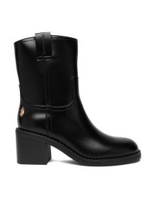 U.S. Polo Assn. Botki EO-KATIA001W/EY1 Czarny. Czarne botki U.S. Polo Assn., bez wzorów, z materiału, bez obcasa, na słupku, bez zapięcia. Za 329,99 zł.