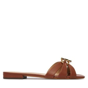 Klapki LAUREN RALPH LAUREN. Brązowe klapki Lauren Ralph Lauren, bez wzorów, bez obcasa. Za 427,99 zł.
