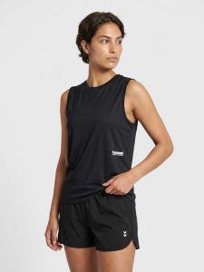 Damski tank top Hummel Pulse. Czarne topy Hummel, m, bez wzorów, z dżerseju, bez kołnierzyka, bez ramiączek. Za 114,00 zł.