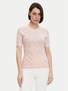 Guess Sweter W5GR20 Z3D60 Różowy Regular Fit. Czerwone swetry klasyczne Guess, xs, z wiskozy, bez kołnierzyka. Za 249,99 zł.
