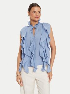 ViCOLO Bluzka TB2554 Niebieski Regular Fit. Niebieskie bluzki ViCOLO, bez wzorów, z bawełny, bez kołnierzyka, bez ramiączek. Za 239,99 zł.