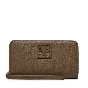 Portfel Armani Exchange. Brązowe portfele Armani Exchange, bez wzorów. Za 279,99 zł.
