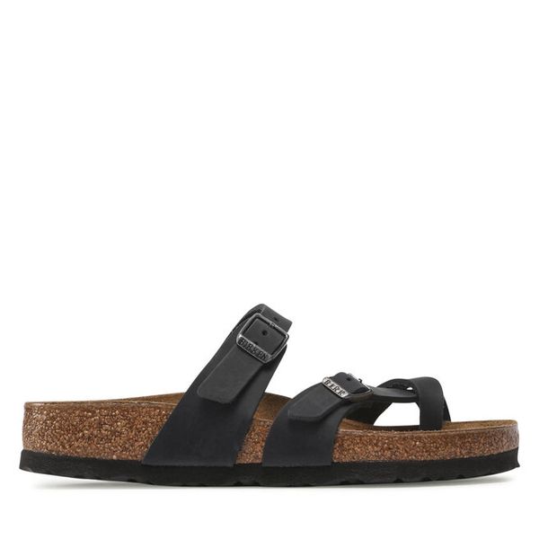 Japonki Birkenstock. Czarne klapki Birkenstock, bez wzorów, bez obcasa. Za 399,99 zł.