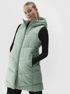 4F Kamizelka w kolorze zielonym rozmiar: L. Zielone kamizelki 4f, l, bez wzorów, bez kołnierzyka, bez ramiączek, bez kaptura. Za 132,98 zł.