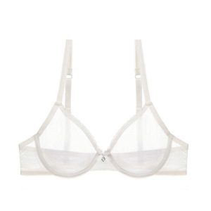 Biustonosz z siateczki z delikatnymi detalami Gunhilde. Brązowe biustonosze Intica, bez wzorów, z materiału. W wyprzedaży za 109,00 zł.