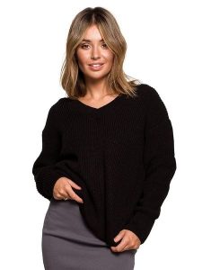 Be Wear Sweter w kolorze czarnym rozmiar: L/XL. Czarne swetry oversize Be Wear, l, bez wzorów, ze splotem, bez ramiączek. Za 205,45 zł.