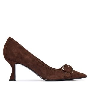 Czółenka Guess. Brązowe czółenka Guess, z aplikacjami, bez obcasa, bez zapięcia. Za 584,99 zł.