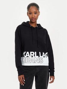 Karl Lagerfeld Jeans Bluza 245J1803 Czarny Regular Fit. Czarne bluzy Karl Lagerfeld Jeans, xs, bez wzorów, z bawełny, bez kaptura. Za 369,99 zł.