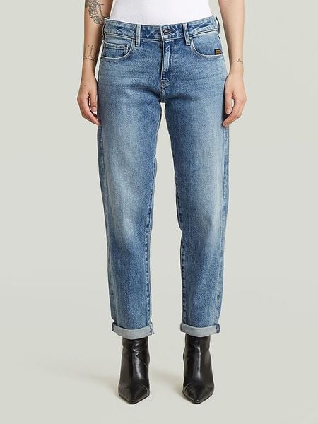 G-Star Dżinsy - Boyfriend fit - w kolorze niebieskim rozmiar: W23/L32. Niebieskie jeansy G-Star, z aplikacjami, ze skóry. Za 187,96 zł.