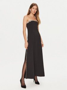 Eleh Sukienka wieczorowa E00348 Czarny Regular Fit. Czarne kombinezony Eleh, xs, bez wzorów, z syntetyku, wizytowe, bez kołnierzyka, bez ramiączek. Za 499,99 zł.