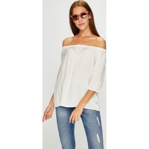 Answear - Bluzka Stripes Vibes. Szare bluzki marki ANSWEAR, z tkaniny, casualowe, z dekoltem w łódkę. W wyprzedaży za 59,90 zł.